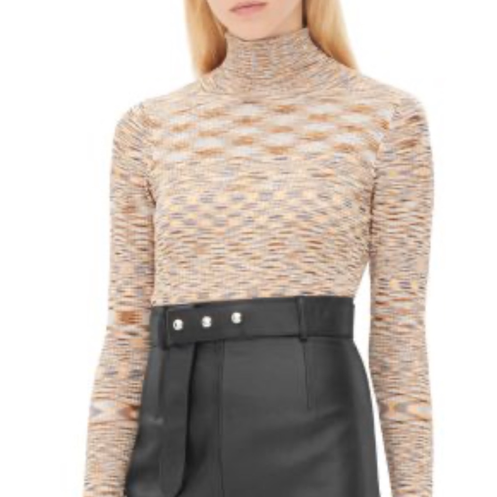 Sandro paris marled knit print turtle neck top 2